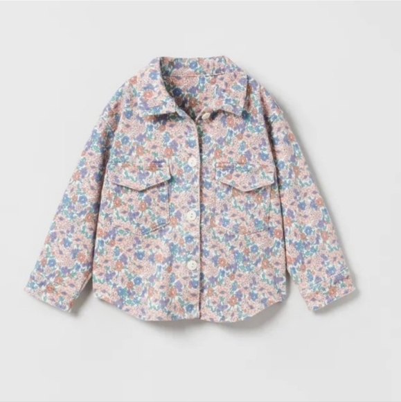 Zara Other - Zara Kids floral twill overshirt light jacket size 4-5